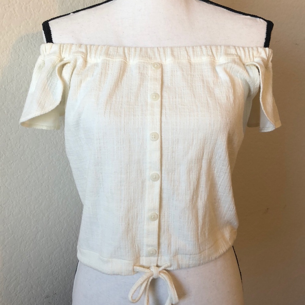 Madewell Off-the-Shoulder Crop Tie Waist Top